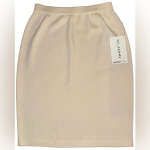 St. John Santana Knit Skirt Size 6 Bright White Wool Blend Pencil Quiet Luxury